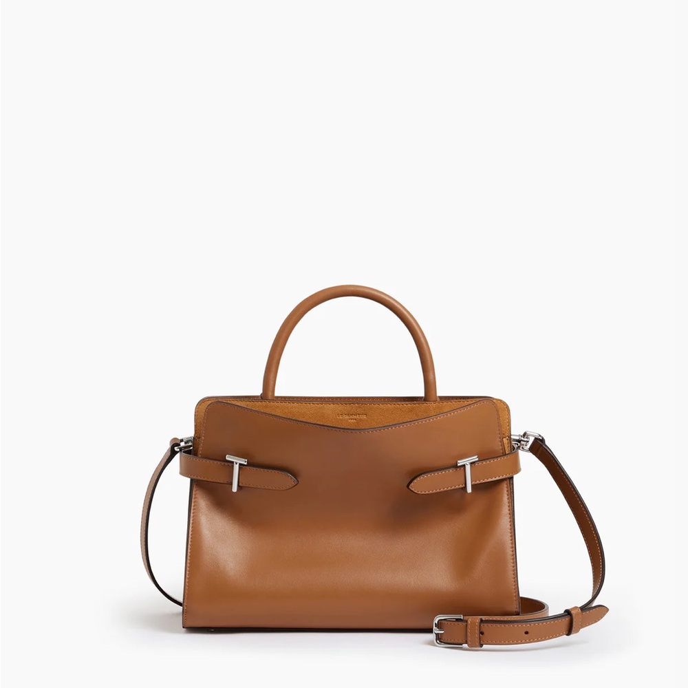 Leather Top-Handle Satchel in Tan